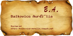 Balkovics Aurélia névjegykártya
